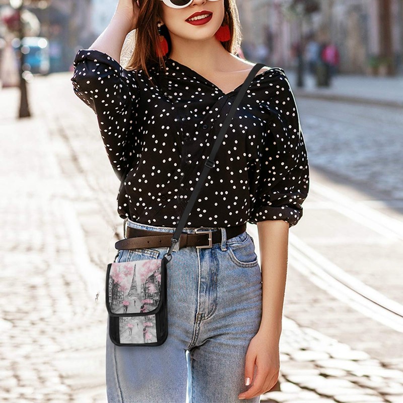 ALAZA Art Paris Eiffel Tower Small Crossbody Wallet Purse Pink