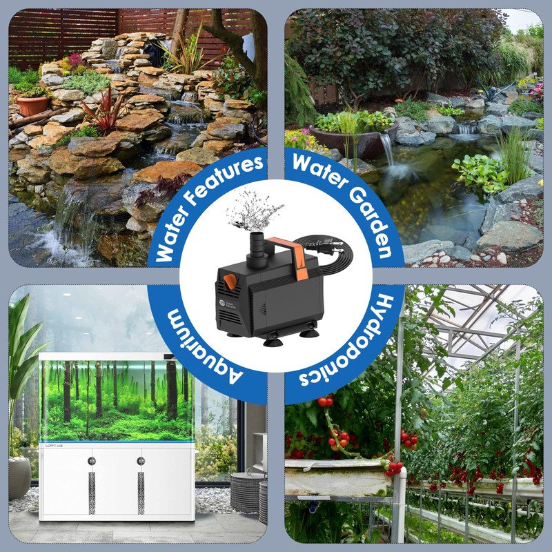 AquaMiracle 1050GPH Submersible Water Pump Pond Pump(4000L/H, 55W), Water Fountain