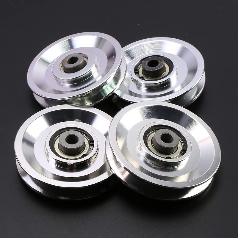 Nisorpa 4pcs Universal 88mm Aluminium Alloy Bearing Pulley Wheel Cable