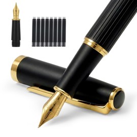 Zalantan Fountain Pen,Elegant Fountain Pens with 2 Nib(F/EF) 8 black ink cartridges,Fancy Pen for Journaling and Calligraphy,Nice Pens for Writing,Calligraphy Pen,Writing Pen Gift box (Black)