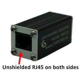 EverStar MI-310 Metallic Housing Ethernet Video/Audio Isolator for Android TV and Hi-Res Audio Systems (RJ45) | LAN Signal Noise Filter | Black