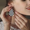 Checkerboard Chess Board Flag Faux Leather Teardrop Earrings for Women