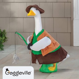Miles Kimball Gaggleville Fishing Goose Outfit, Fits Large 23" H Statue