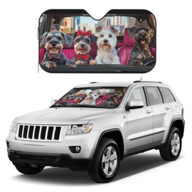 Cute Miniature Schnauzer Car Windshield Sun Shade Funny Dog Foldable Sunshades Front Sun Visor Window Shades Cover Automotive Interior Protector Blocks Uv Rays 55" L X 30" W