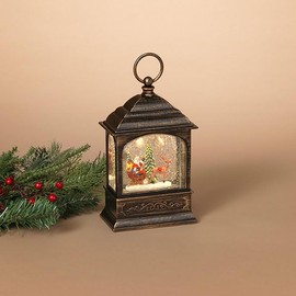 Gerson Battery Operated Lighted Spinning Water Globe Lantern with Moving Scene & USB Cord, 9" H
