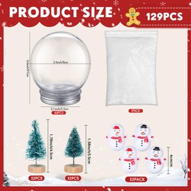 Jerify 32 Set Christmas Clear Snow Globes Kit Plastic Water Globe with Screw Off Cap Artificial Christmas Trees Small Snowman Snowflakes for Ornaments DIY Crafts Fillable Snow Globes Home Decoration