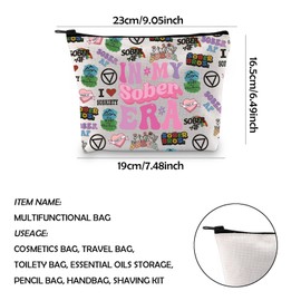 WCGXKO Sobriety Gift Addiction Recovery Cosmetic Bag AA Symbol Anonymous Gifts Sober New Beginnings Gift Zipper Pouch Makeup Bag (sober era)