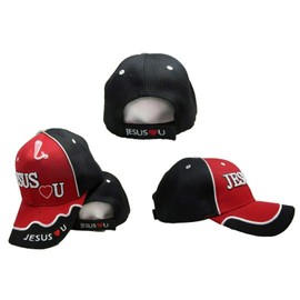 Trade Winds Jesus Hearts (Loves) You Christ Christian Red Black Embroidered Cap CAP809 Hat