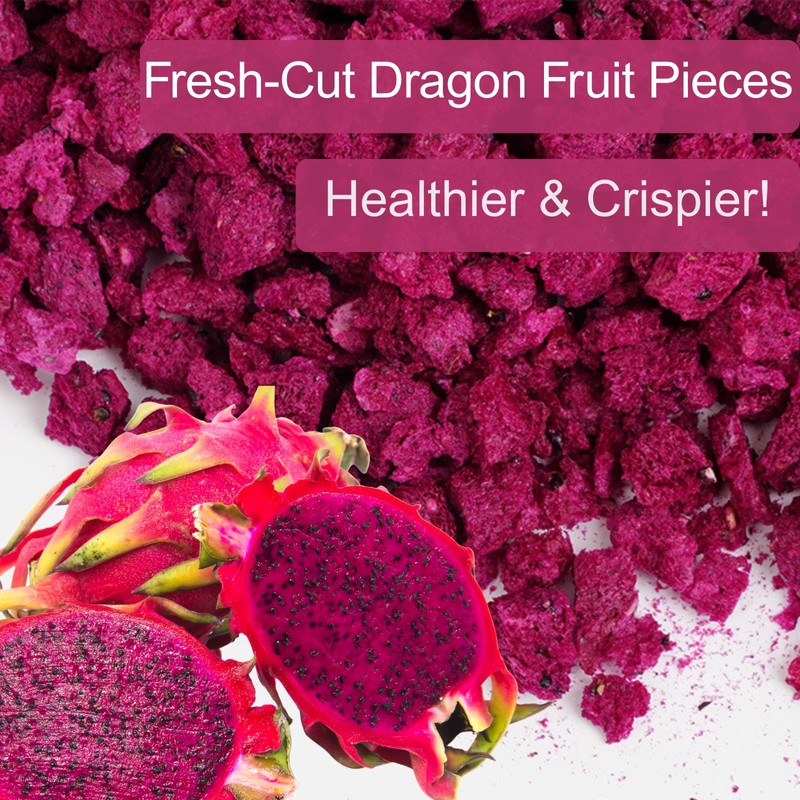 6oz Freeze Dried Dragon Fruit Pieces,170g Dragon Fruit Chunks for