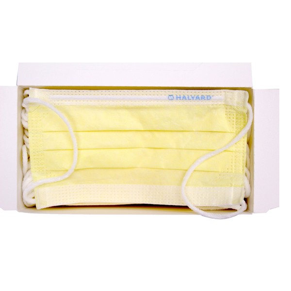 Halyard Health 47117 Procedure Mask, Tissue Yellow (10 Pack of 50)