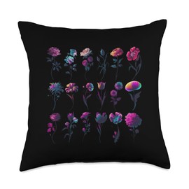 Botanical Vibrant Blooms Flowers Throw Pillow