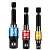 Impact Grade Socket Adapter Set 3PCS Drill Socket Adapter Drill Bit Extension Driver Bit Holder 1/4" 3/8" 1/2" Socket Adapter Extension Set-1/4” Hex Shank, Impact Driver Bit Set Drill Accessories-BLK
