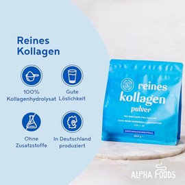 Pure Collagen Powder [450g] | Premium 100% Pure Collagen Hydrolysate | Peptides Type 1 & 3 | High Dose Collagen Powder | Tasteless | Made in Germany | Alpha Foods