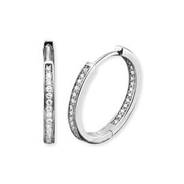Engelsrufer Ear Lisa Earrings Zirconia/CR STERLING SILVER HOOP EARRINGS WITH WHITE CUBIC ZIRCONIA