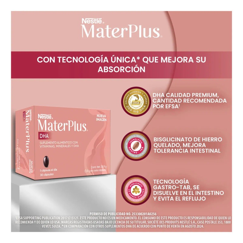 Suplemento Alimenticio Nestlé Materplus Cápsulas Dha Omega Caja