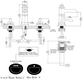 BATHLAVISH Chrome Bathroom Sink Faucet, Bathroom Faucet 3 Hole, Widespread Bathroom Faucet, 8 Inch Waterfall 2 Handle with Pop Up Drain with Overflow Set Polished Vanity Mixer Tap Commercial Modern