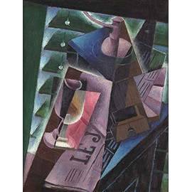WONDERFULITEMS Coffee Grinder and Glass Table Le Journal Newspaper 1915 Cubism Painting by Juan Gris 16" X 20" Image Size Repro Canvas Rolled Up