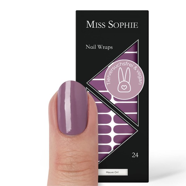 Miss Sophie Nail Wrap - "Mauve On!", Uni, Rouge, Violet, Nail Wraps -24 nail wraps auto-adhésifs ultra-fins longue durée