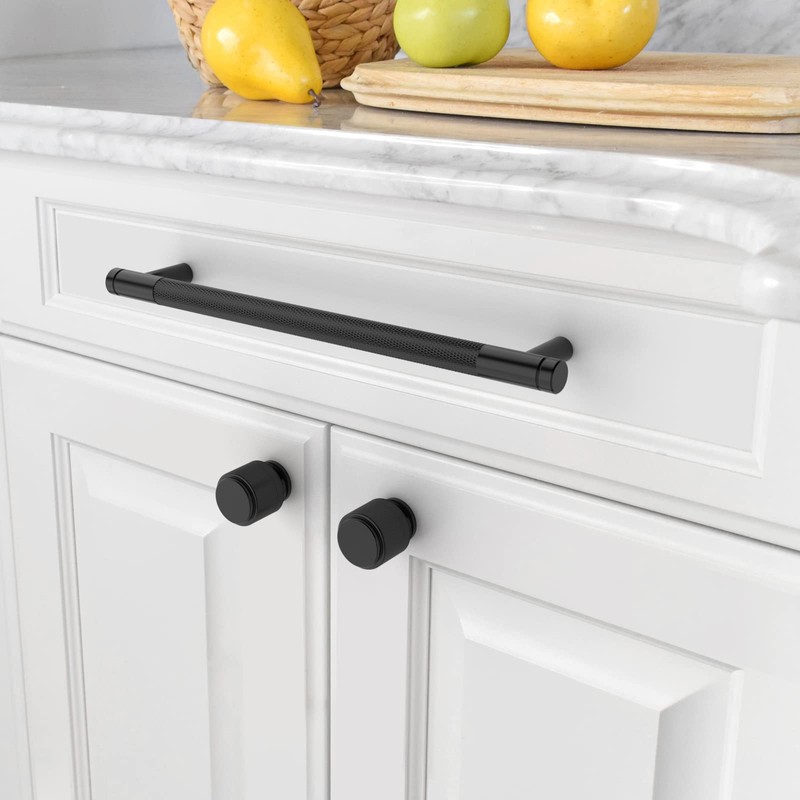 Asidrama 10 Pack 6.3 Inch(160mm) Matte Black Cabinet Pulls Knurled