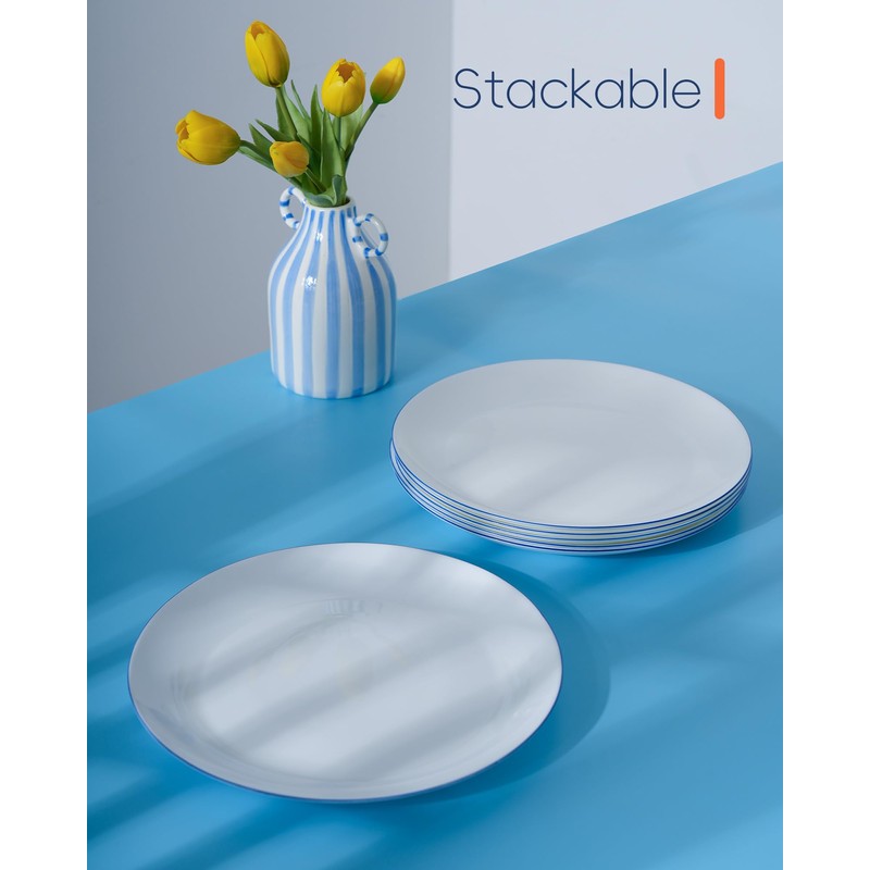 LaGlint 10.5 inch Dinner Plate Set of 6, Lightweight Round