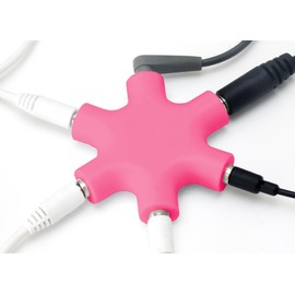 MyGadget 5-Fach Audio Splitter - 3, 5 mm Aux Klinkenverteiler - Mini Klinken Verteiler - Kopfhörer Buchse für Smartphones, Laptops und PC in Pink