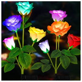 DooYard DooYard Solar Garden Lights - Upgraded Version Outdoor Light, 7-Color Changing Rose Lights for Yard,Garden Decoration, Enlarged Solar Panel, More Realistic Rose Flower (2 Pack)