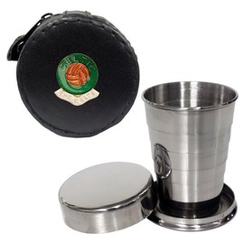Knight 2oz Collapsible Drinking Cup with Leather Glasgow Celtic Football Club Case