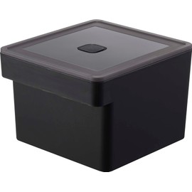 Yamazaki 7738 Miso Pack Storage with Handle, Sealed Food Container, Black, Approx. 5.3 x 5.9 x 4.3 inches (13.6 x 15.1 x 11 cm), Tower with Bubble