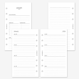 MAY PAPER CO. 2026 Personal Weekly Planner Refill, Week on Two Page Planner Insert for Personal Filofax and LV MM 6 ringed Agenda (Horizontal Lined)