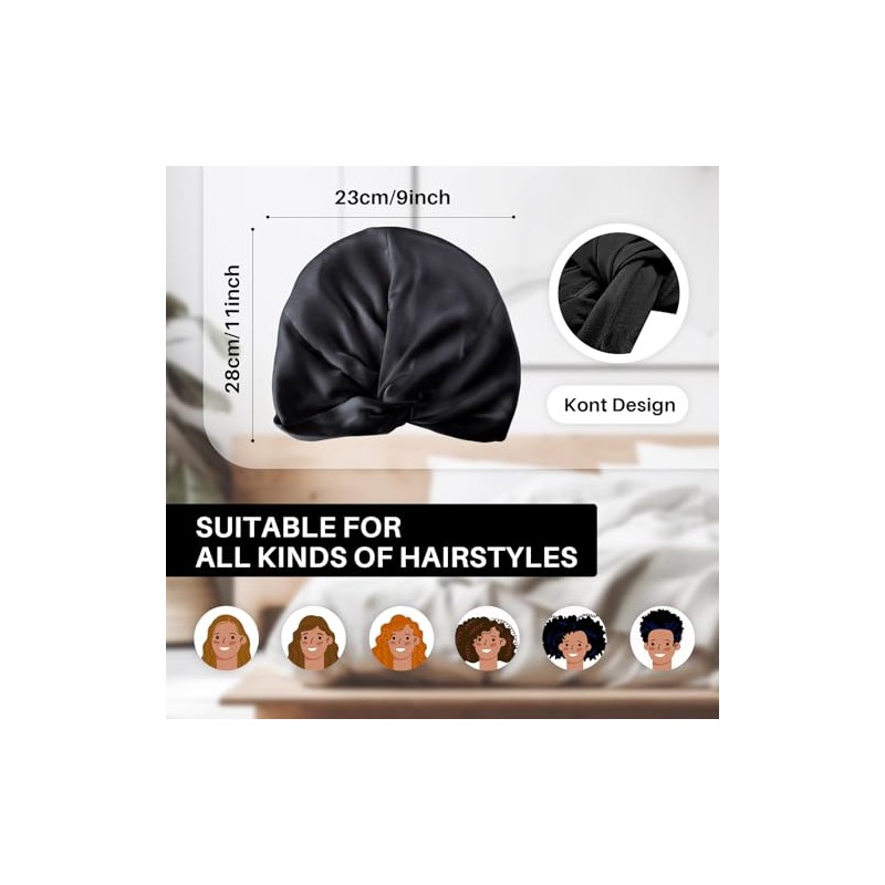 Gorro Dormir 100 Seda Morera Mujeres Hombres Cabello Rizado Fino