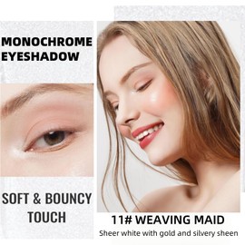 Monochrome Glitter Eyeshadow,White Eyeshadow Single,Shimmer Shadow for Eye Make-Up,Prime Eyes Brightener Eye Shadow,White Highlighter Makeup,Long-Lasting Waterproof,Multi-Use for Eyes & Cheeks Makeup