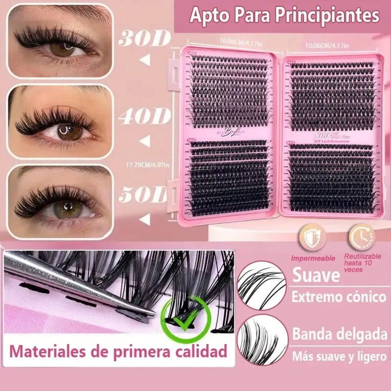 Kit De Estension Pestañas 800pcs 9-18mm 30d 40d 50d 60d