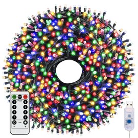 Fairy Lights & USB String Lights, 10m 100 LEDs Copper Wire Light & Waterproof Outdoor Christmas Lights for Indoor Outdoor Lighting, Bedroom, Wedding Decor, Party, Christmas, Tree - Colourful