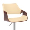 Armen Living Aspen Adjustable Swivel Cream Faux Leather and Walnut