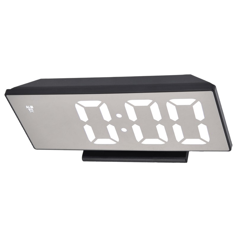 Digital Alarm Clock LED Mirror Screen USB Charging Automatic Dimming