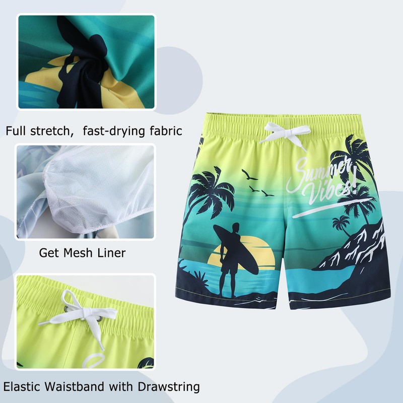 Aisyee Costume da bagno per ragazzi, pantaloncini da bagno, ad