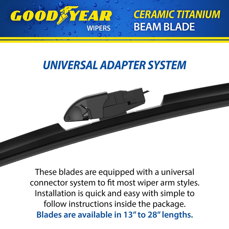 Goodyear Ceramic Titanium 17" Beam Windshield Wiper Blade, Replacement Windshield