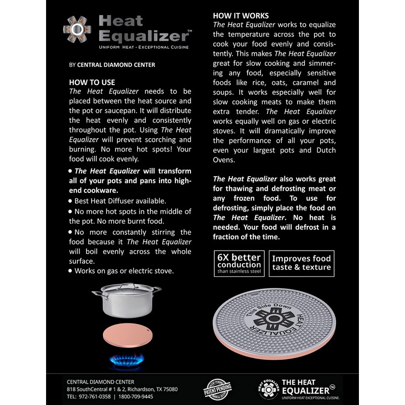Heat Equalizer-6 inch None Stick Copper finish Heat Diffuser for
