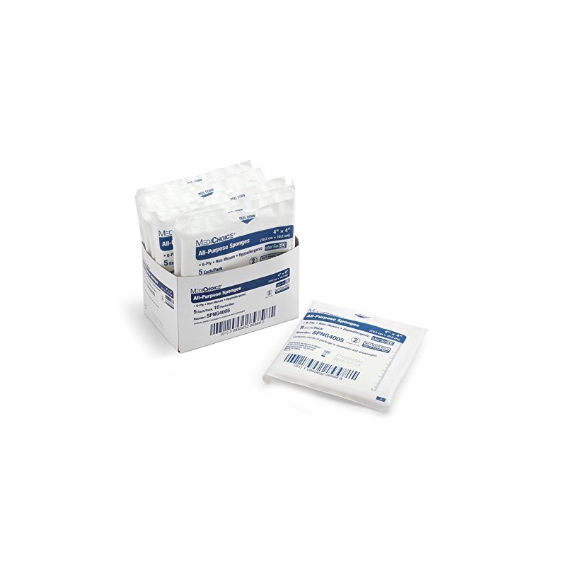 MediChoice All-Purpose Sponge, Non-Woven, Sterile, Hypoallergenic, 4x4 Inch, White, 1314SPNG4005