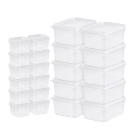 IRIS USA Meal Prep Containers, 22 Pack, 12oz + 45oz Combo Set, Food Storage Containers With Lids, To Go Take Out Plastic Food Storage, Food Prep, Microwave Dishwasher Freezer Safe, BPA Free
