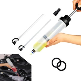 AWGUKA Automotive Fluid Extractor Pump, 70Z 200CC Capacity Manual Oil Pump Kit, Manual Fuel Suction & Filler, Universal Car Oil Change Tool for Cars (Transparent)