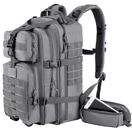 MIRACOL Go Bag Survival Backpack – Tactical Emergency Backpack with MOLLE System - Large 35L Military Gear for Disaster Wildfire Preparedness Grey