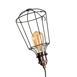 LITECRAFT Drax Table Lamp Caged Industrial Styled E27 Light - Bronze