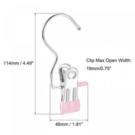 sourcing map Laundry Clips with Hook, Metal Boot Hangers Chrome Plated Pink 114mm, 12 Pcs