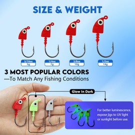 Eupheng Saltwater Jig Heads Pack of 15, Super Sharp Black Nickel Hooks with Bait Keepers for Freshwater & Saltwater Fishing
