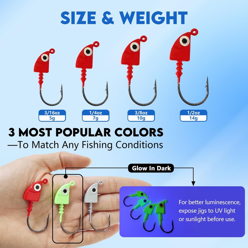 Eupheng Saltwater Jig Heads Pack of 15, Super Sharp Black