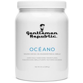 Gentlemen Republic Oceano Men's Hair Gel 64oz without Pump - Strong Touchable Hold and High Shine Styling Gel for Hair, 100% Alcohol-Free Professional Formula with Fresh Scent, Mens Hair Product
