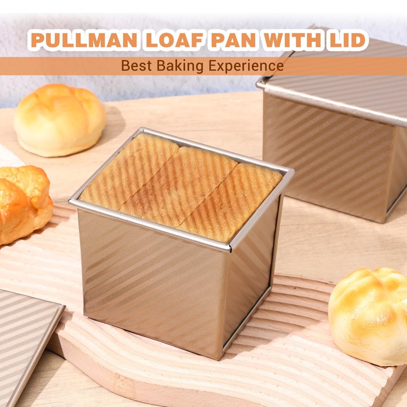 HOFURME 2 Pcs Square Nonstick Square Loaf Pan With Lid,