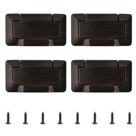 MOROBOR Pocket Doors Drawer Handle, 4pcs Zinc Alloy Flush Pull Knobs Red& Black Hidden Concealed Furniture Handle with Screws for Cabinets Closets Drawers
