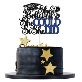 1 pieza de decoración para tartas con tapa de graduación con purpurina, para clase de 2023, decoración para tartas de graduación de 2023, color negro